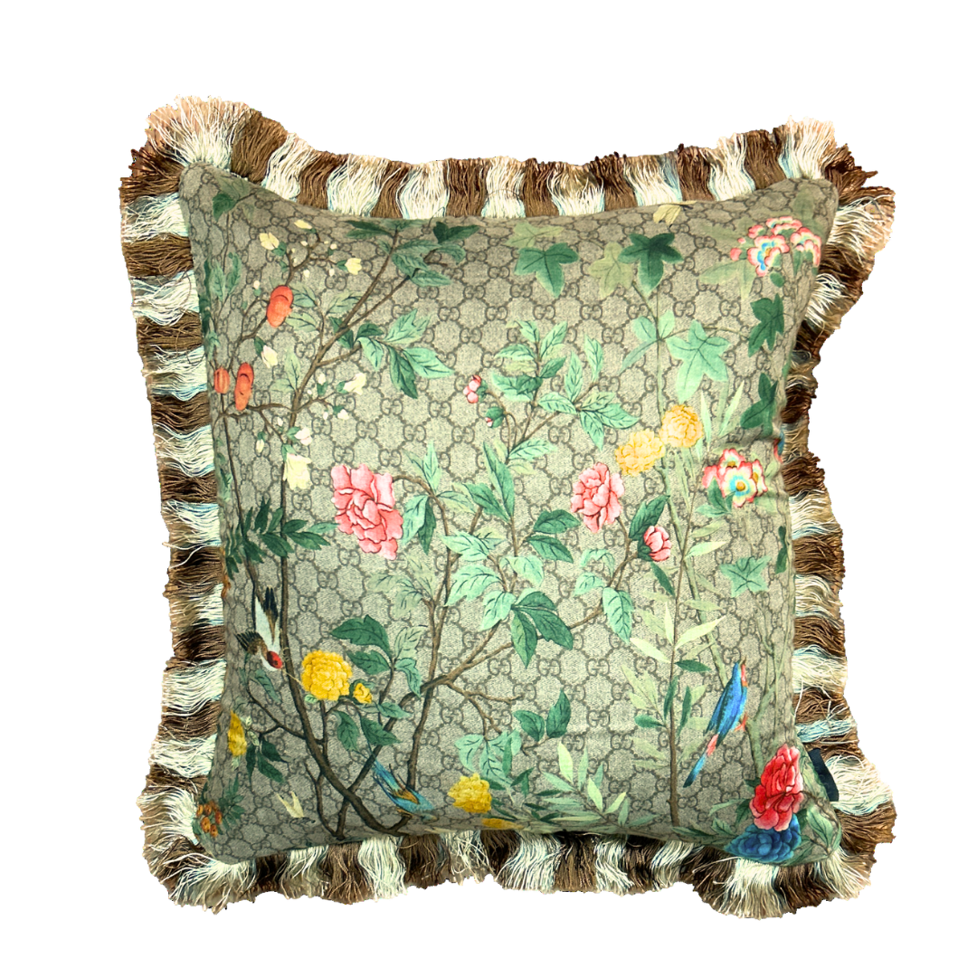 GUCCI Tree of Life Chinoiserie Silk Scarf Pillow