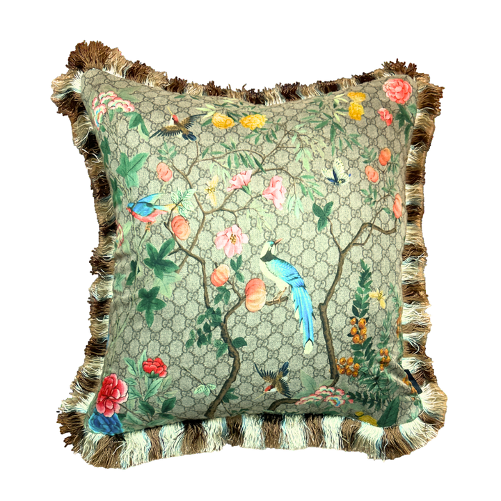 GUCCI Tree of Life Chinoiserie Silk Scarf Pillow