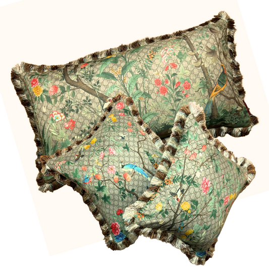 GUCCI Tree of Life Chinoiserie Silk Scarf Pillow
