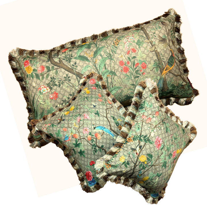 GUCCI Tree of Life Chinoiserie Silk Scarf Pillow