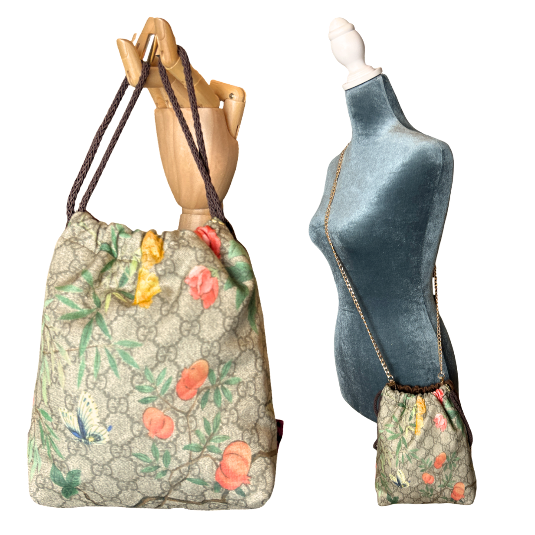 Gucci GG Chinoiserie Silk Scarf Drawstring Crossbody Bag