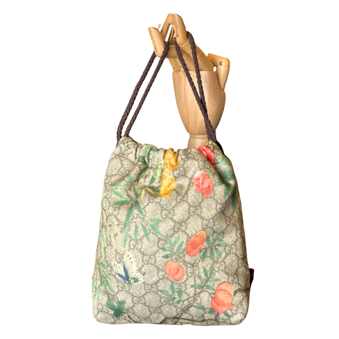 Gucci GG Chinoiserie Silk Scarf Drawstring Crossbody Bag