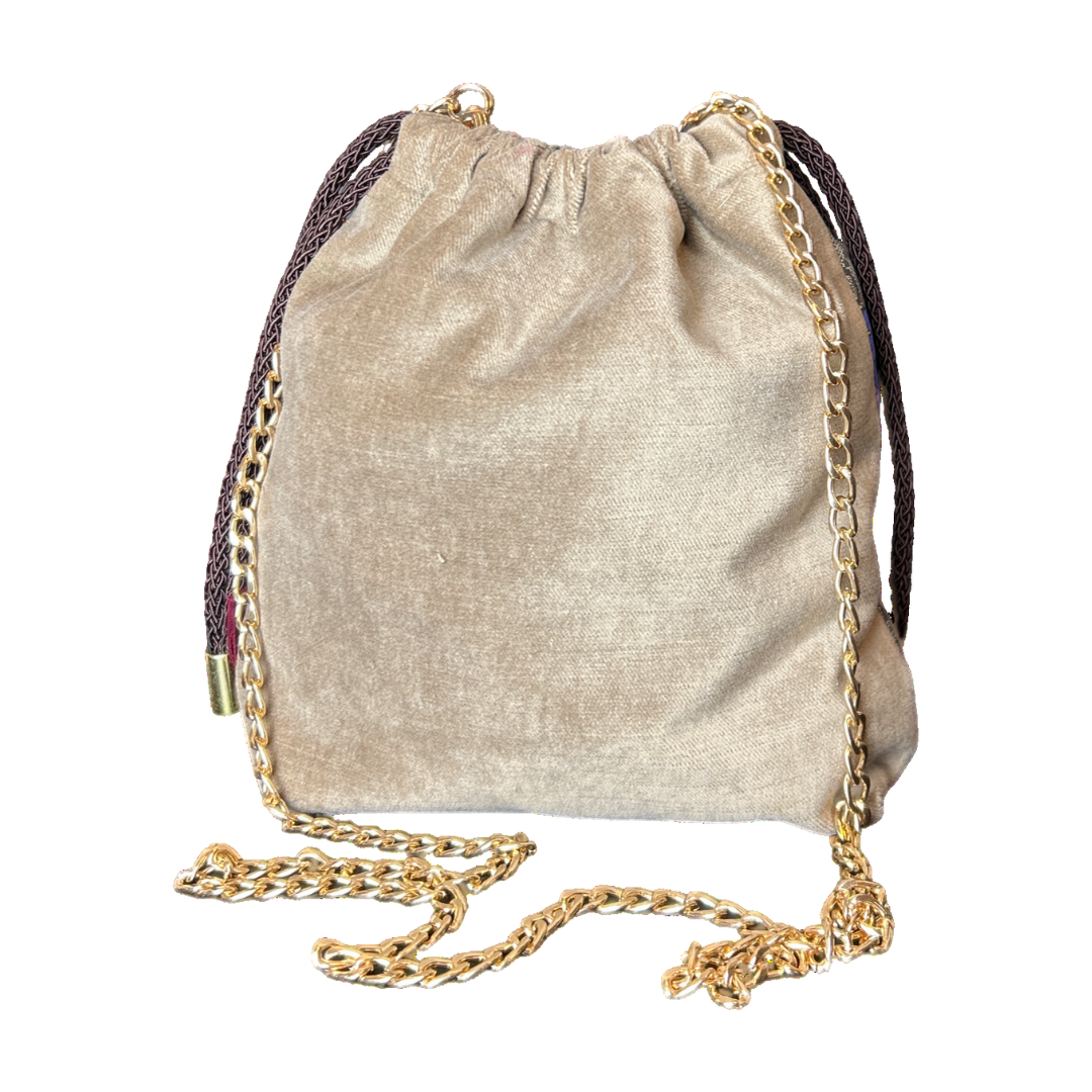 GG Logo Floral Vintage Silk Scarf Drawstring Crossbody Bag