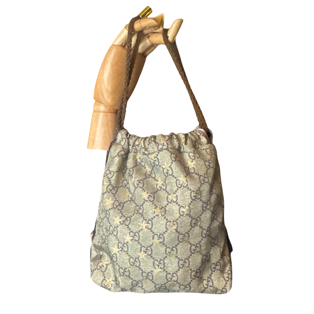 GG Logo Stars Vintage Scarf Drawstring Crossbody Bag