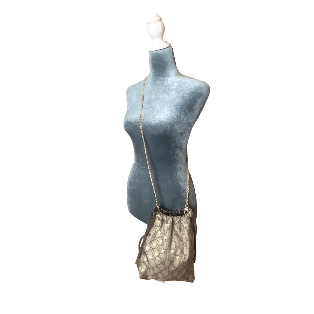 GG Logo Stars Vintage Scarf Drawstring Crossbody Bag