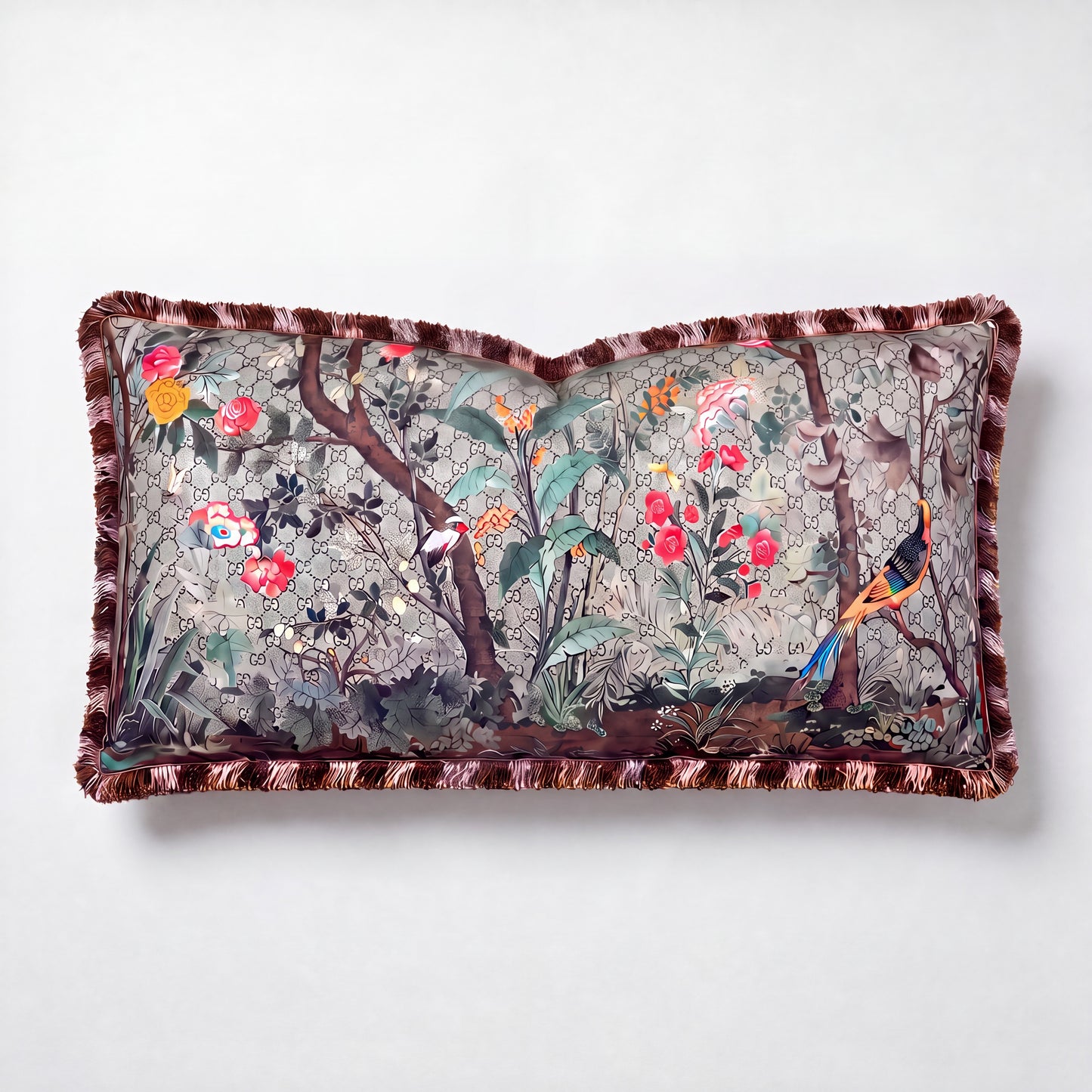 GG Tree of Life Tian Chinoiserie Vintage Silk Scarf Pillows