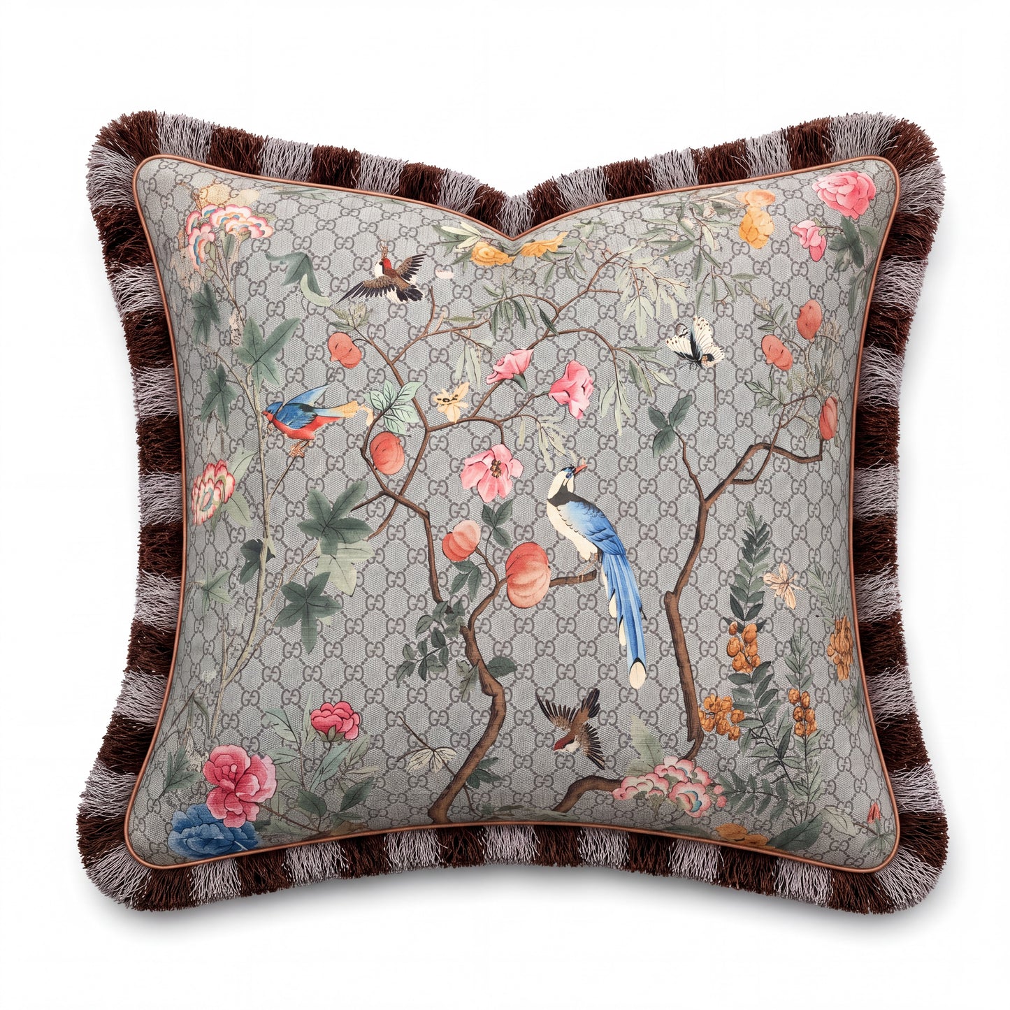GG Tree of Life Tian Chinoiserie Vintage Silk Scarf Pillows