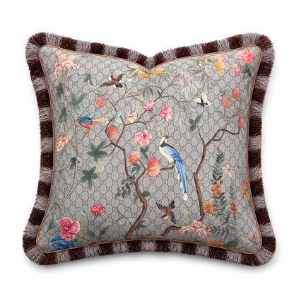 GG Tree of Life Tian Chinoiserie Vintage Silk Scarf Pillows