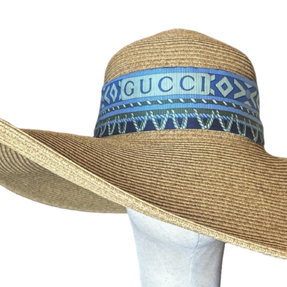 Gucci Harness Logo Scarf Straw Hat exclusively at Vintage Luxe Up