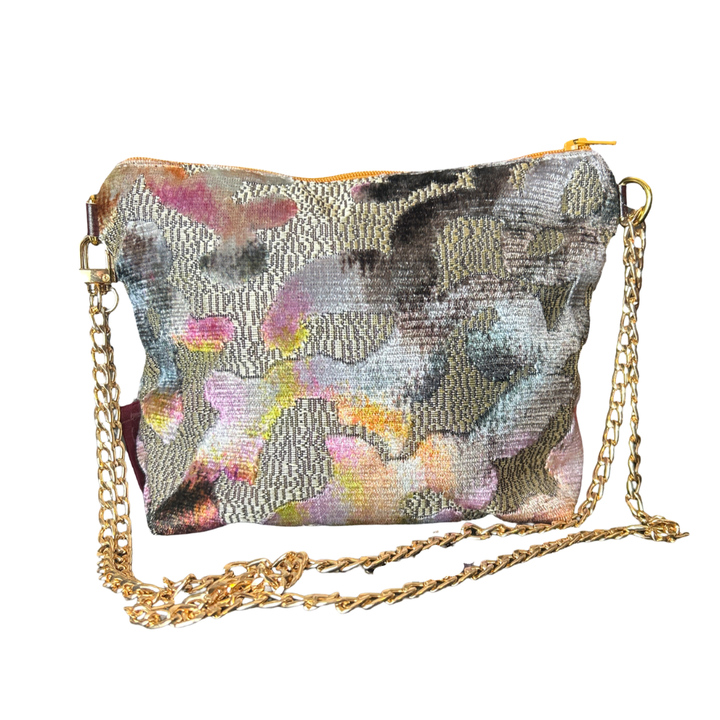 Horsebit Brown Vintage Silk Scarf Crossbody Bag