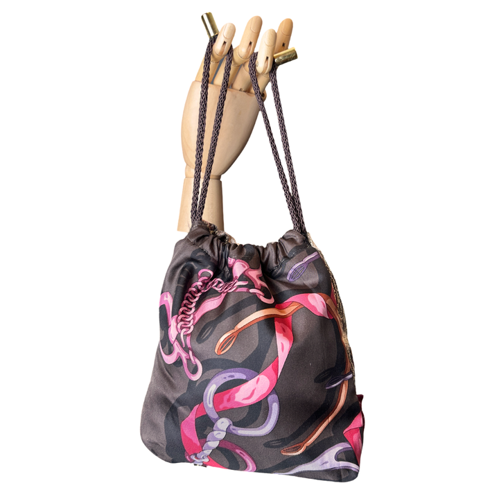 Gucci Horse Bit Equestrian Silk Scarf Drawstring Crossbody Bag