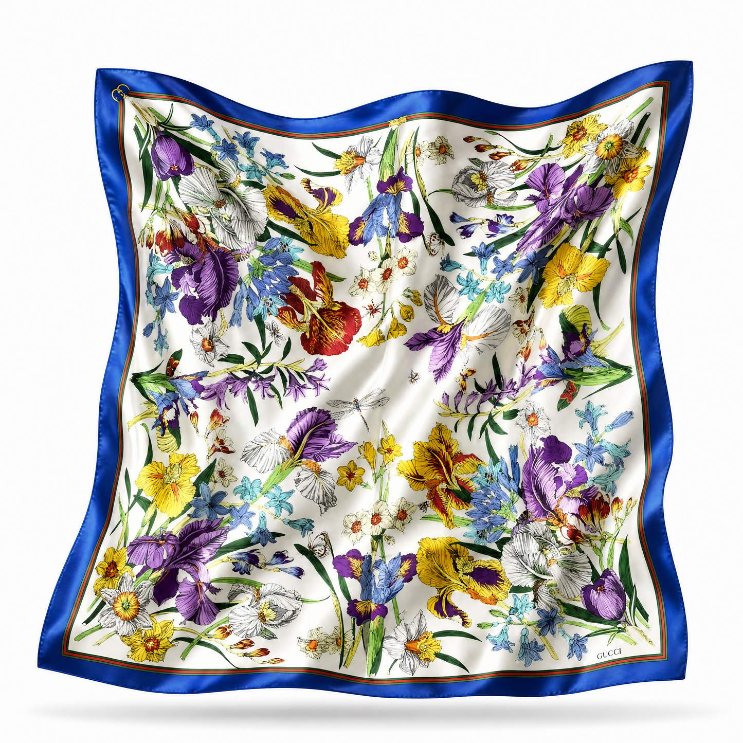 Iris Floral Vintage Silk Scarf Charming Kitten