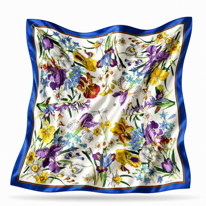 Iris Floral Vintage Silk Scarf Charming Kitten