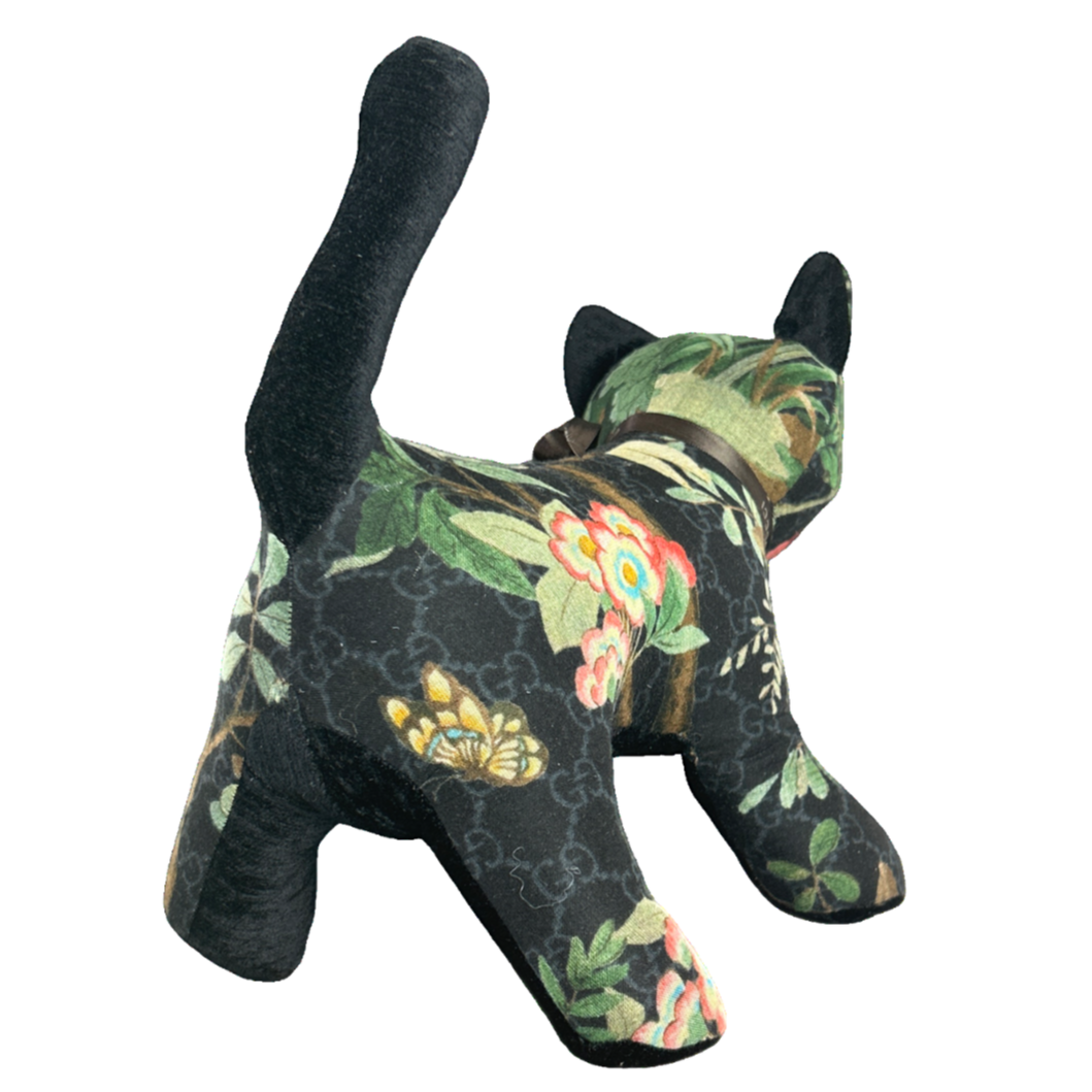 GG Chinoiserie Noir Vintage Silk Scarf Charming Kitten