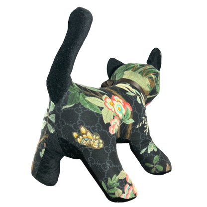 GG Chinoiserie Noir Vintage Silk Scarf Charming Kitten