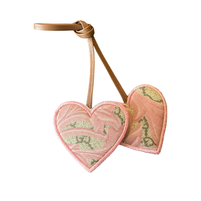 GG Arabesque Pink Scarf Double Heart Bag Charm