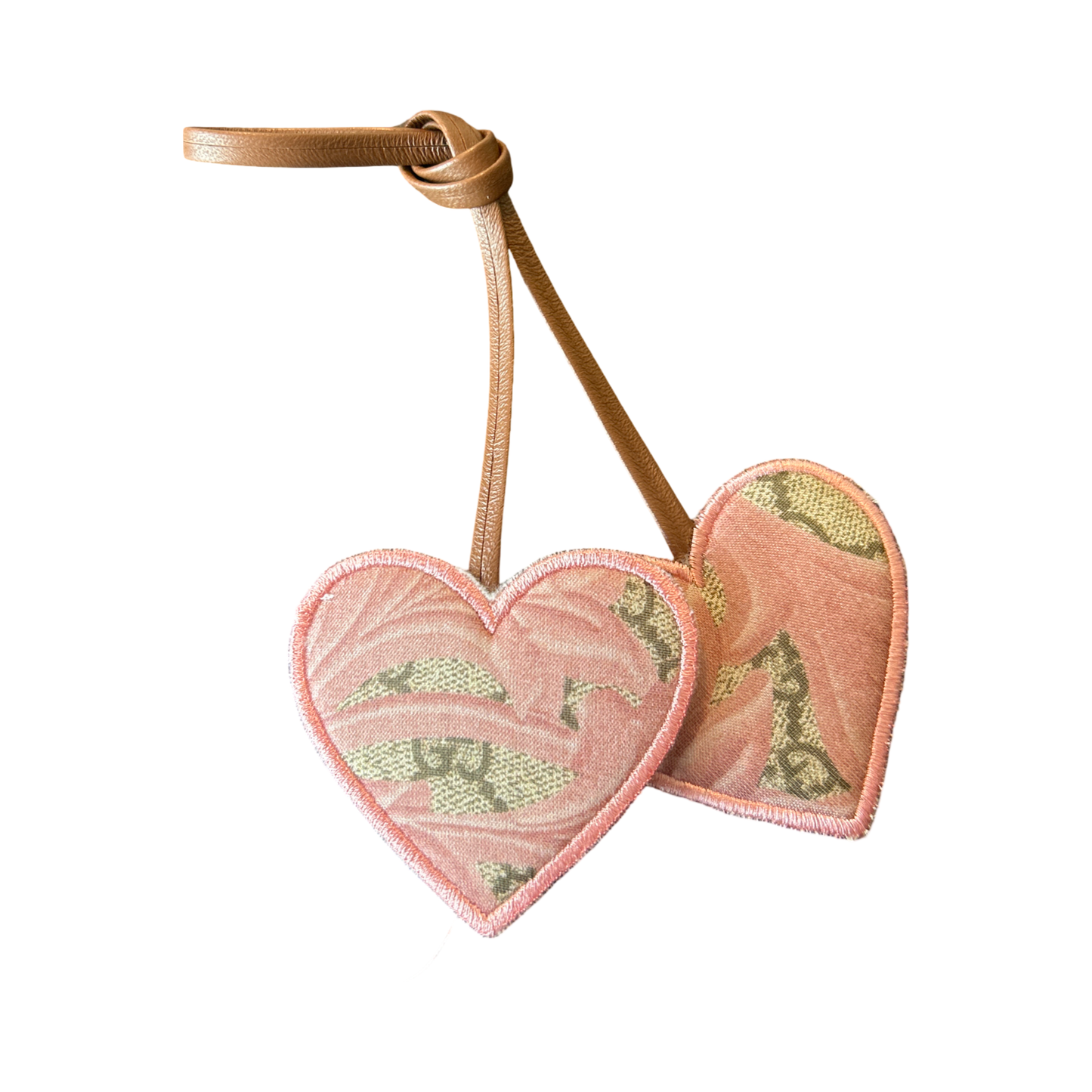 GG Arabesque Pink Scarf Double Heart Bag Charm