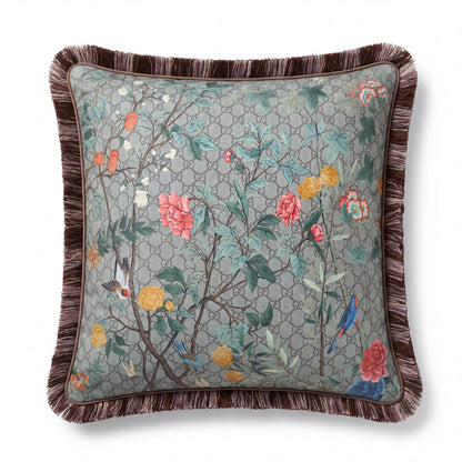 GG Tree of Life Tian Chinoiserie Vintage Silk Scarf Pillows