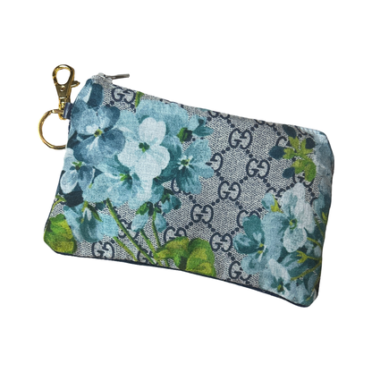 GG Blooms Blue Vintage Silk Scarf Coffee Run Keychain Bag