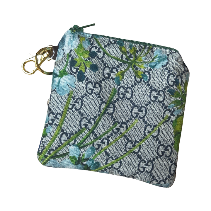 GG Logo Blooms Blue Vintage Silk Scarf Coffee Run Keychain Bag
