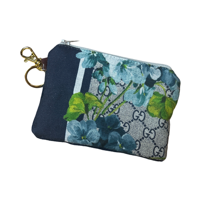 GG Blooms Blue Vintage Silk Scarf Coffee Run Keychain Bag