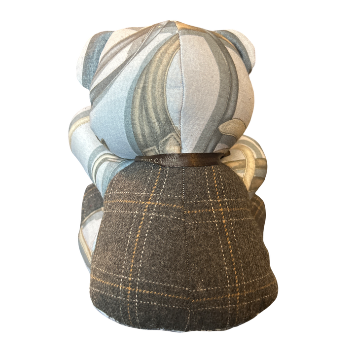 Equestrian Vintage Silk Scarf Patchwork Teddy Bear