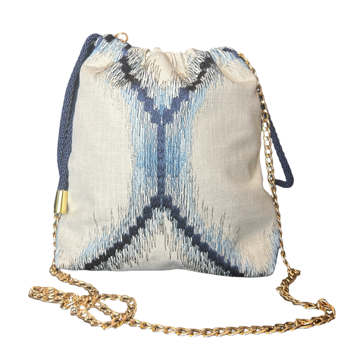 Ribbons Vintage Scarf Drawstring Crossbody Bag