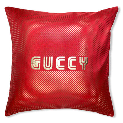 Vintage Gucci Pillow Guccy Vintage Silk Scarf Pillow 26" at Vintage Luxe Up