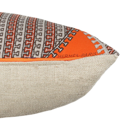 H Logo with Zipper Motif Vintage Silk Scarf Pillow 17"