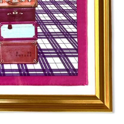 H en Voyage Framed Vintage Silk Scarf 20"