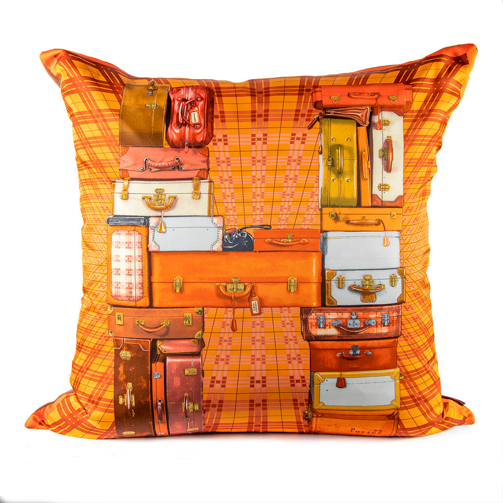 Vintage Hermes Pillow H en Voyage Vintage Silk Scarf Pillow 28" at Vintage Luxe Up