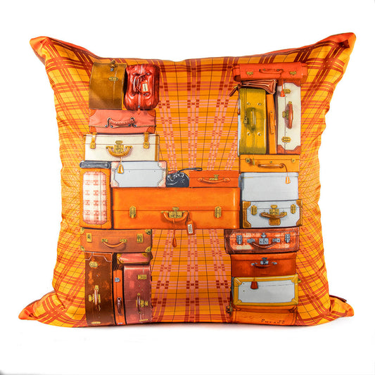 Vintage Hermes Pillow H en Voyage Vintage Silk Scarf Pillow 28" at Vintage Luxe Up