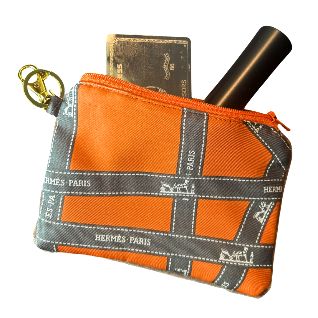 HERMES Bolduc Ribbon Scarf Keychain Wristlet Bag