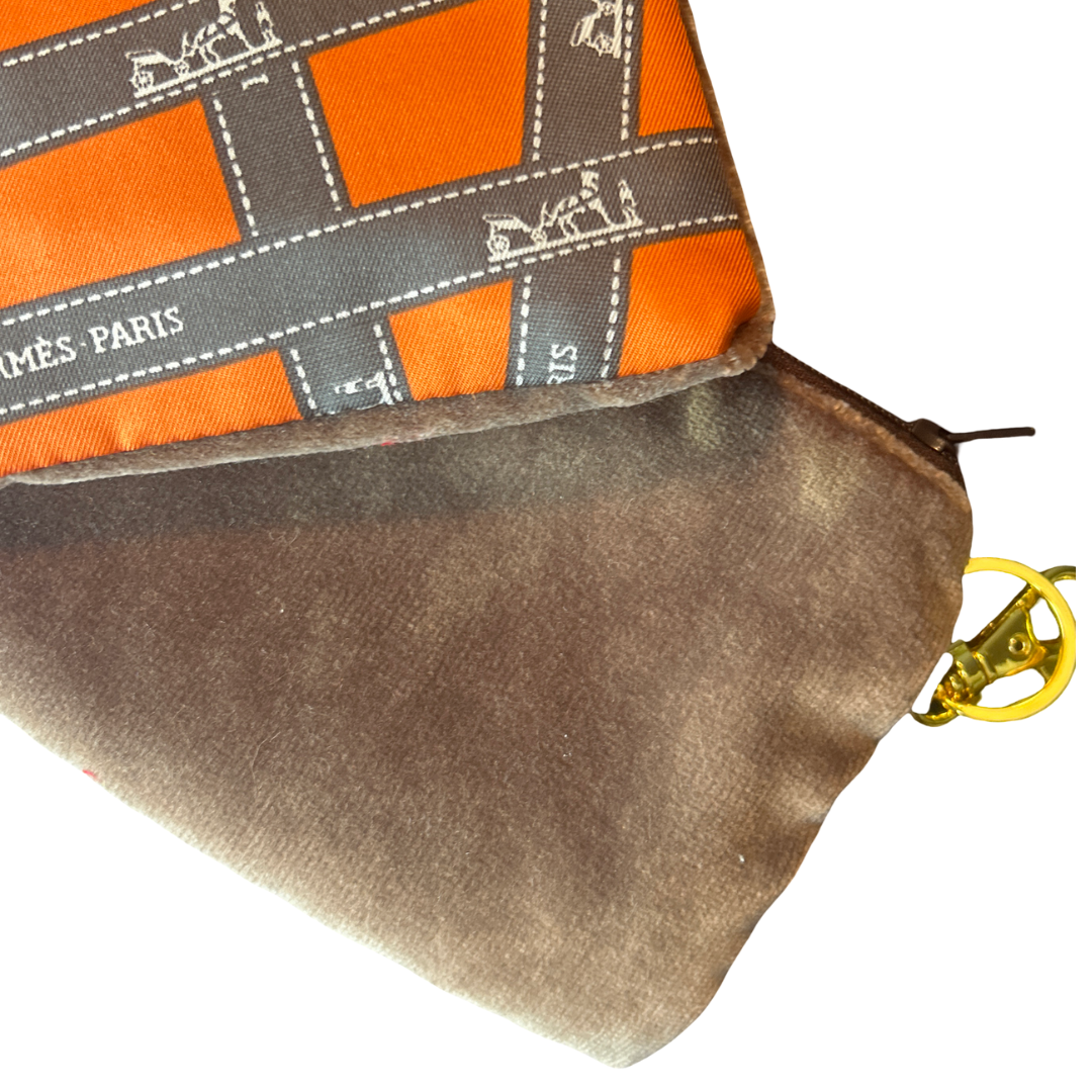 Bolduc Ribbon Orange Vintage Silk Scarf Coffee Run Keychain Bag