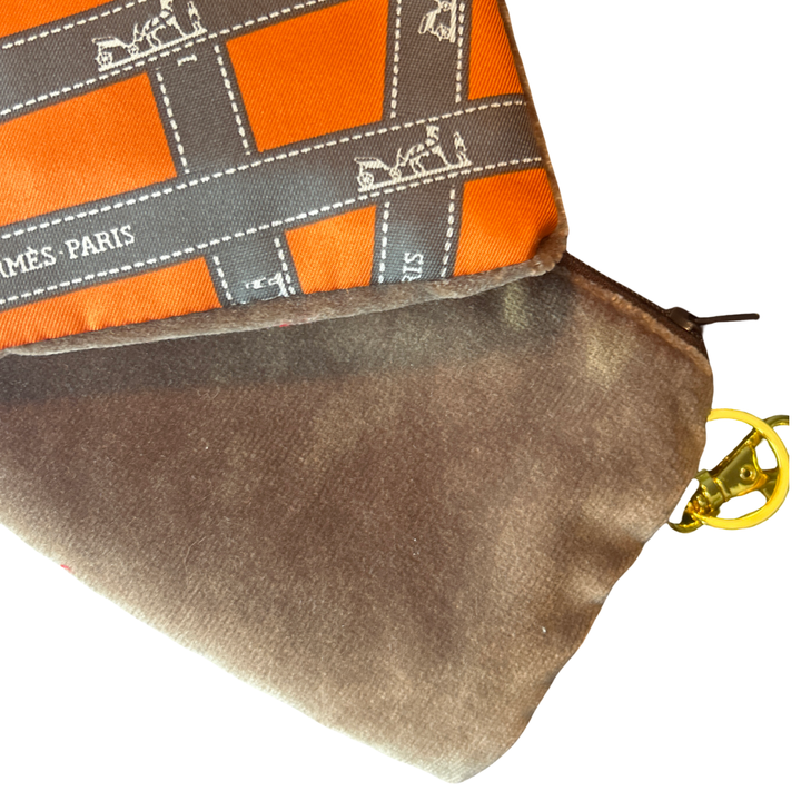 Bolduc Ribbon Orange Vintage Silk Scarf Coffee Run Keychain Bag