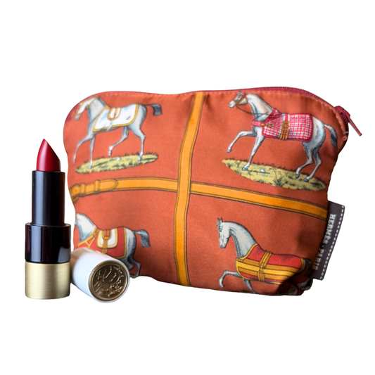 HERMES Petits Chevaux Scarf Beauty Bag at Vintage Luxe Up