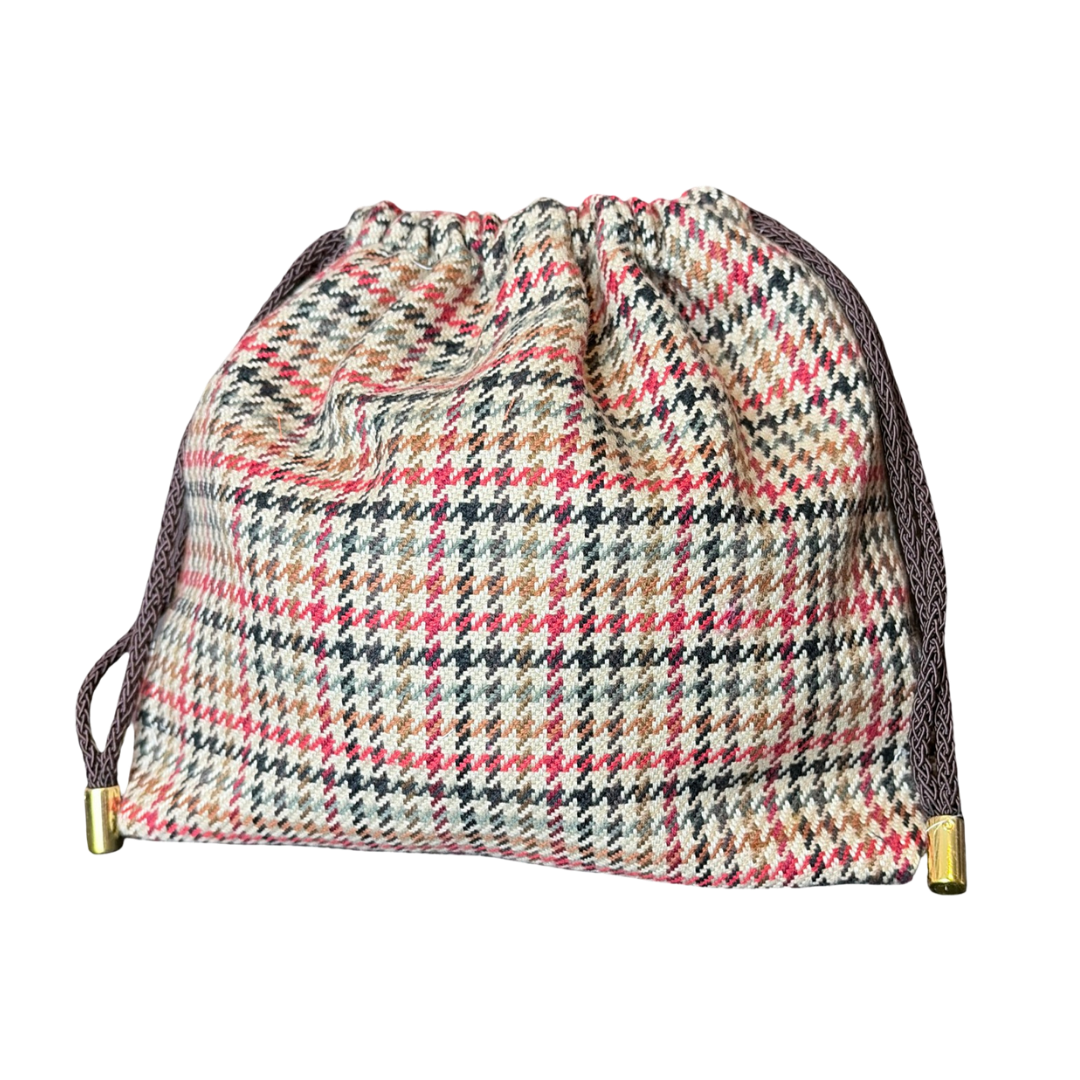Petits Chevaux Orange Vintage Silk Scarf Drawstring Crossbody Bag