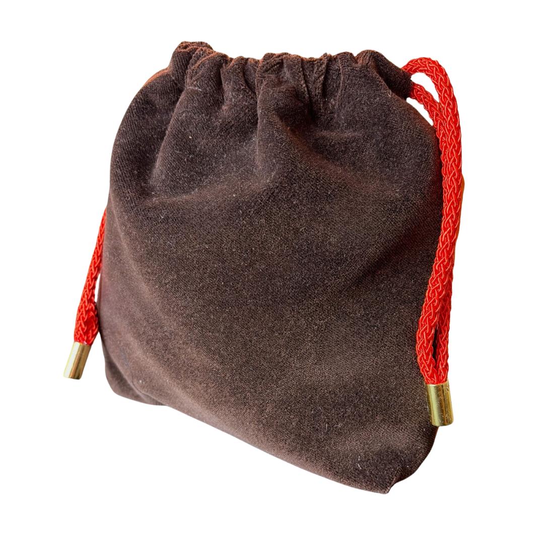 Bolduc Ribbon Orange Vintage Silk Scarf Drawstring Crossbody Bag