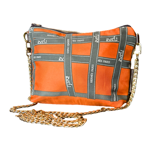 Bolduc Ribbon Orange Vintage Scarf Crossbody Bag