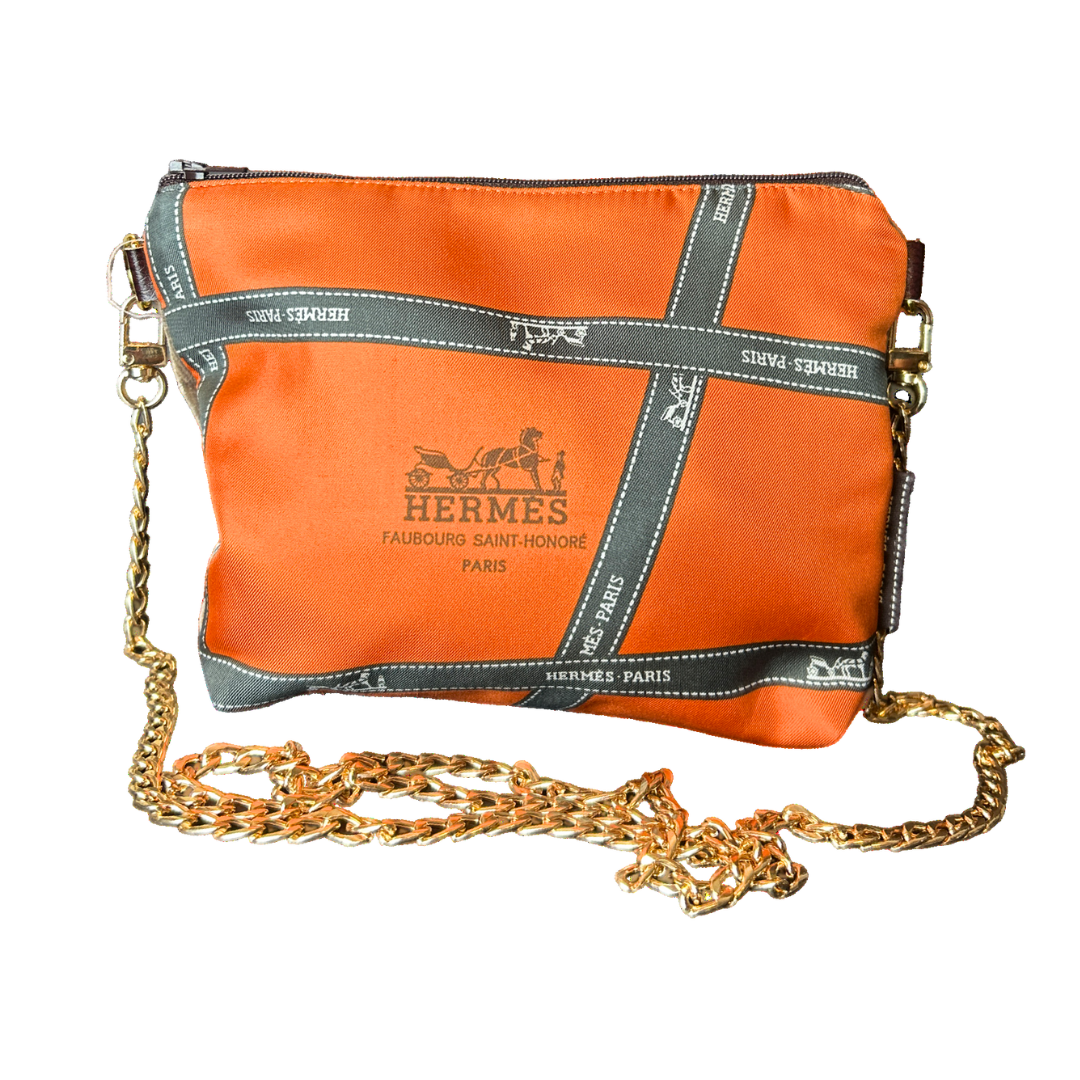Bolduc Ribbon Orange Vintage Scarf Crossbody Bag