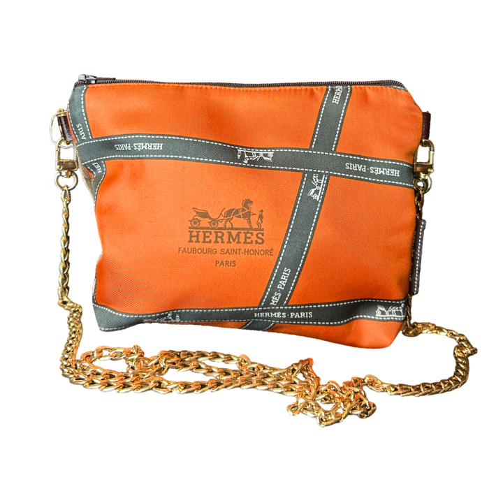 Bolduc Ribbon Orange Vintage Scarf Crossbody Bag