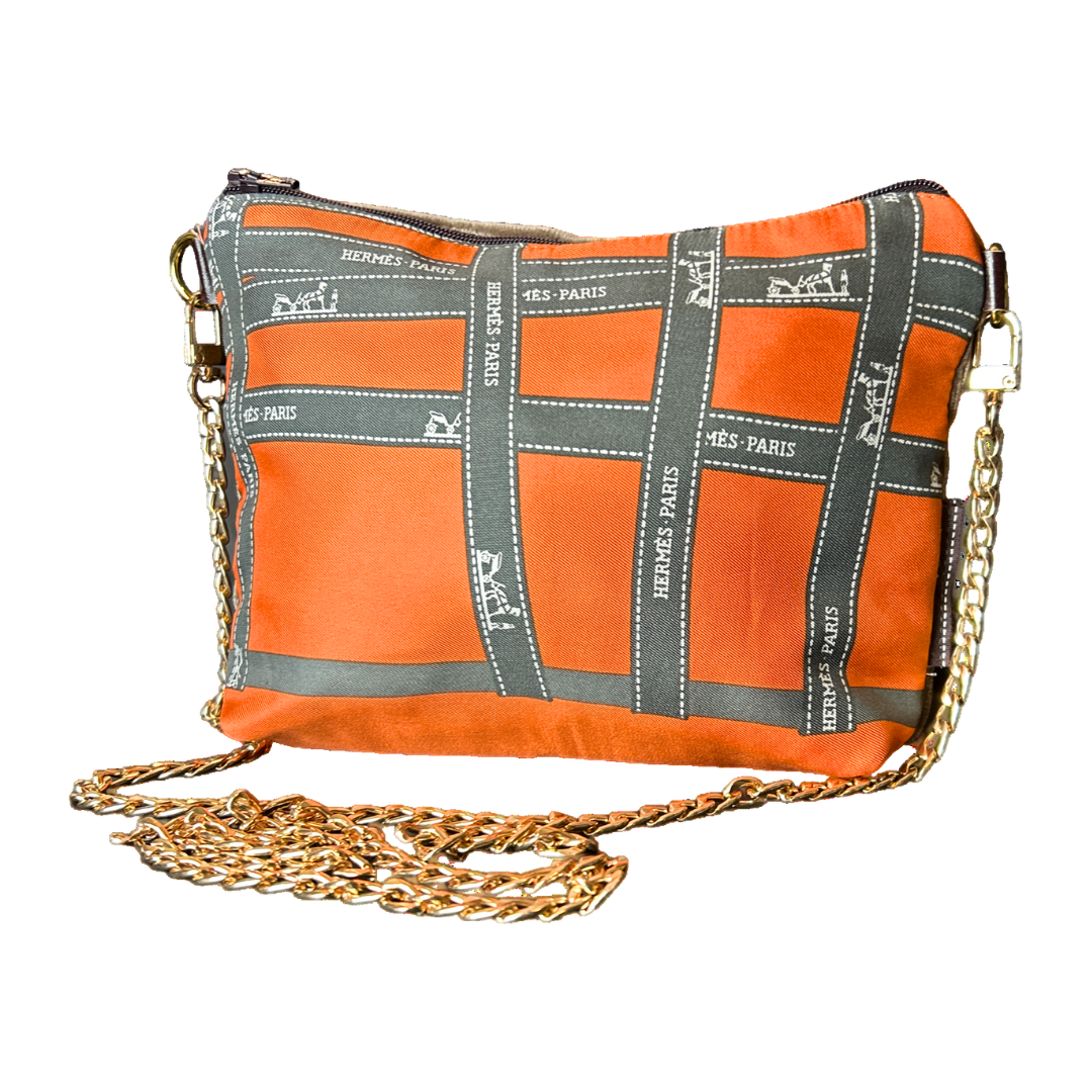 Bolduc Ribbon Orange Vintage Scarf Crossbody Bag