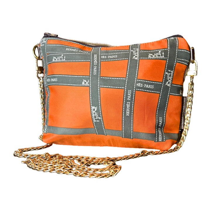 Bolduc Ribbon Orange Vintage Scarf Crossbody Bag