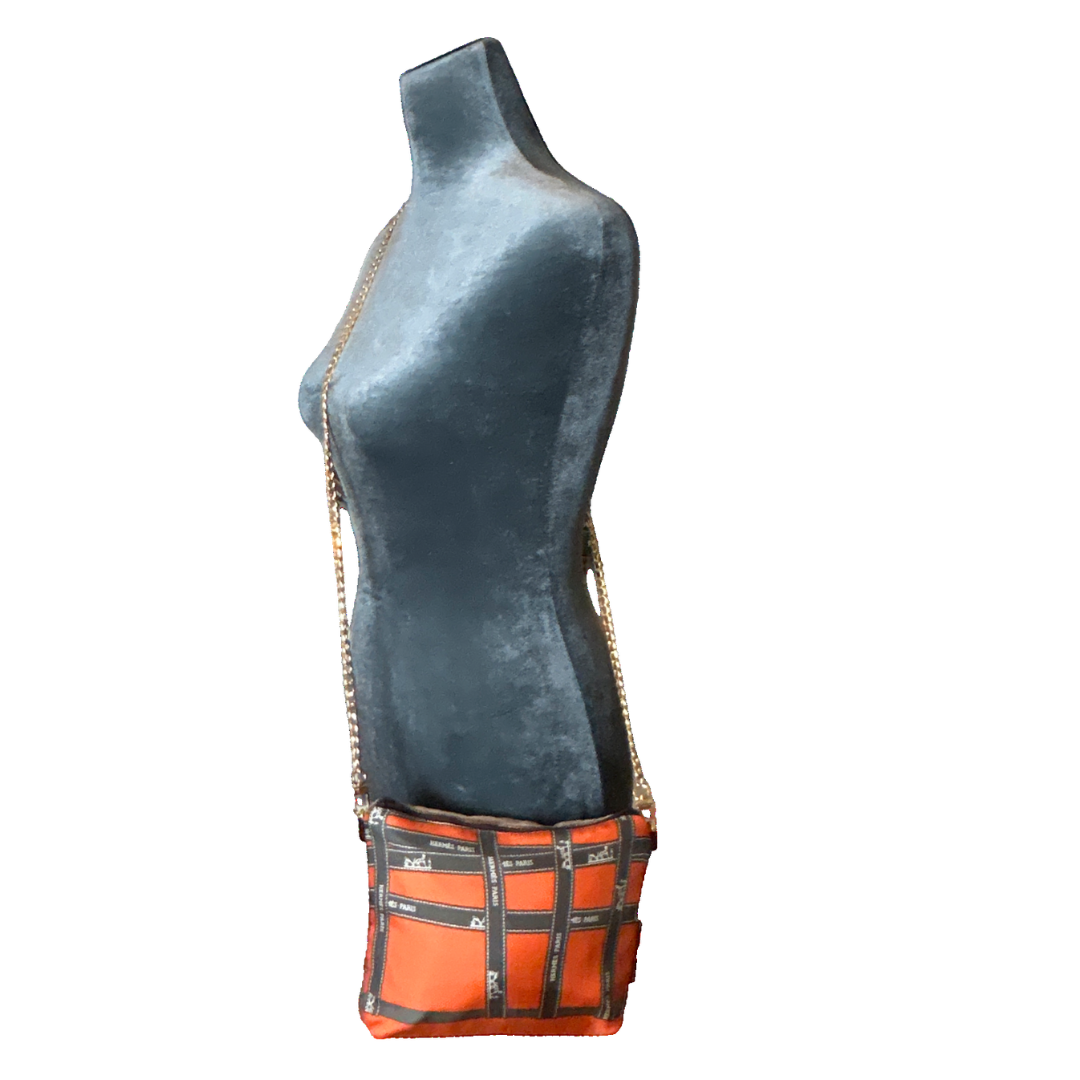 Bolduc Ribbon Orange Vintage Scarf Crossbody Bag