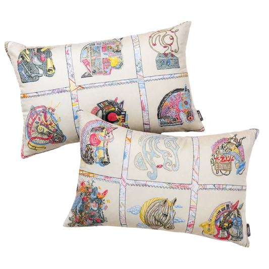 Chevaloscope Vintage Silk Scarf Pillows