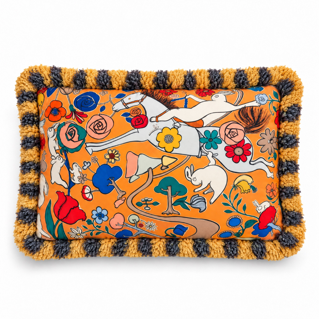 HERMES MILLE ET UN LAPINS SCARF PILLOW