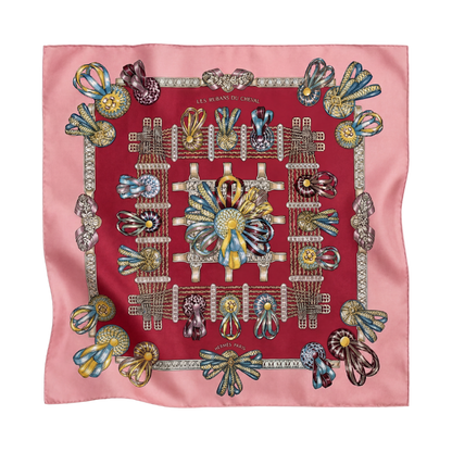 Rubans du Cheval Framed Vintage Silk Scarf 33"