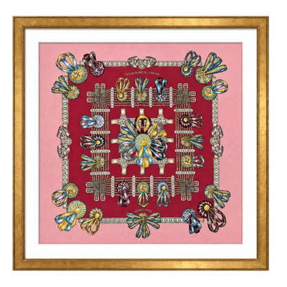 Rubans du Cheval Framed Vintage Silk Scarf 33"