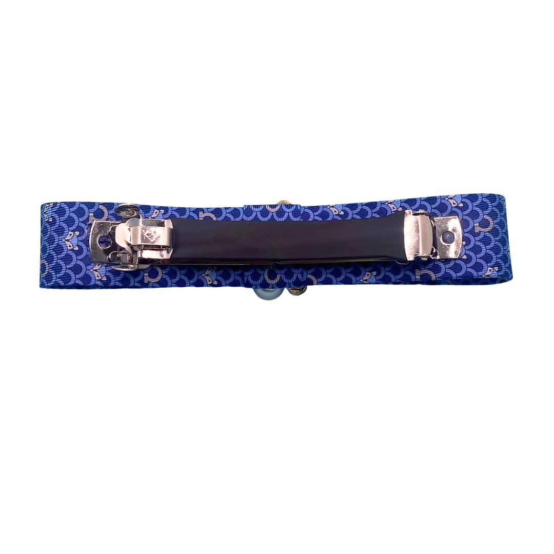 Blue Fox Vintage Silk Necktie Hair Clip