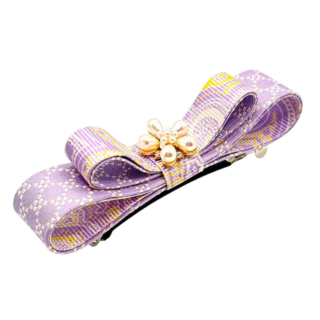 Paisley Print Silk Necktie Hair Clip